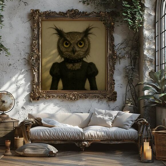 Original Victorian Owl Art Print + Digital Copy - Picture 7 of 10